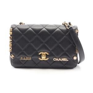 Chanel Flap Bag Matelasse Shoulder Lambskin Leather Black